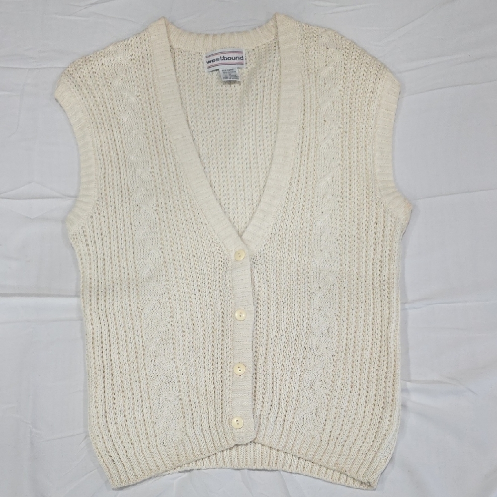 Westbound Women's Ivory Knit Cardigan Vest